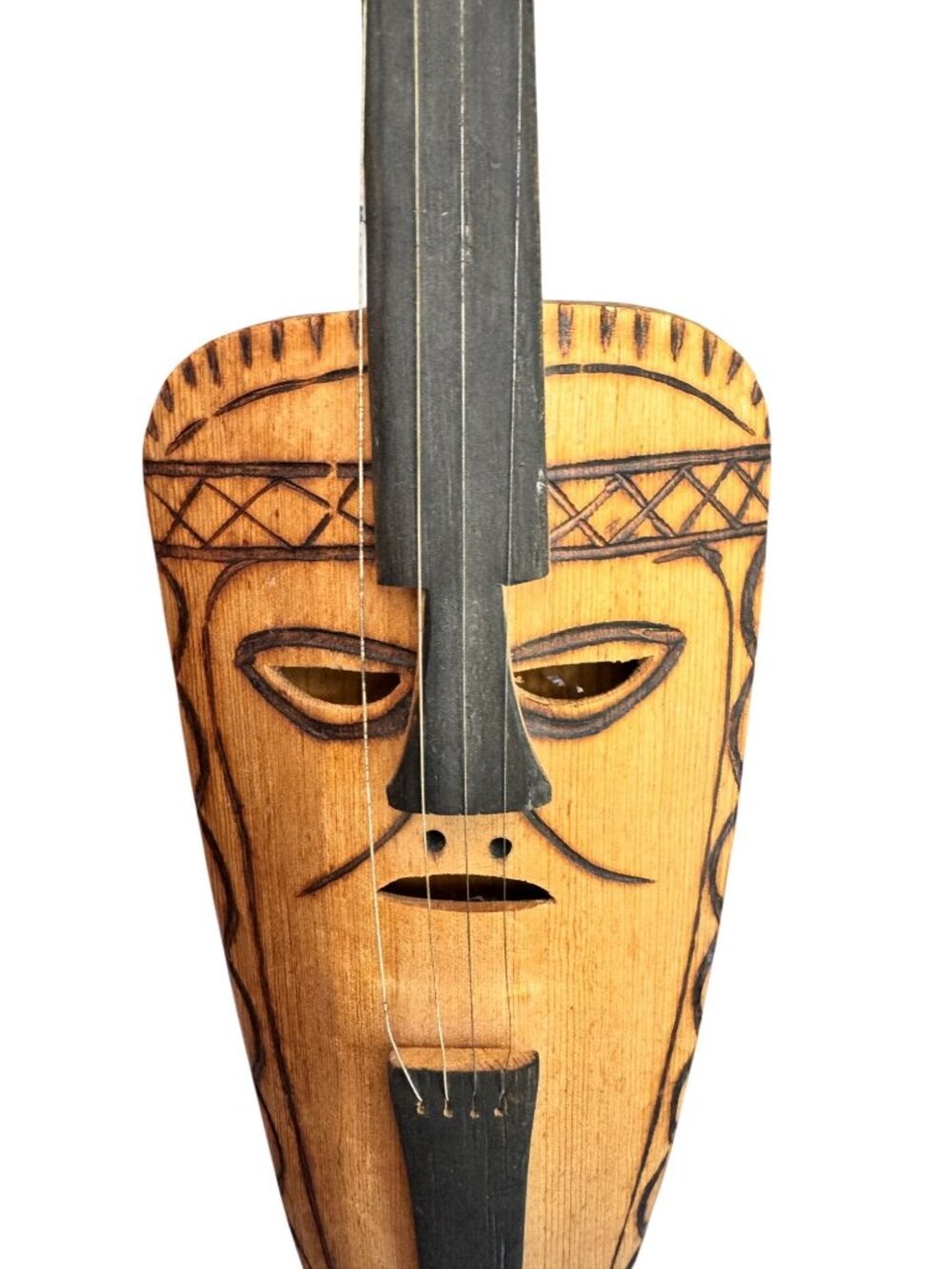 Vintage Hand Carved Wood African String Instrument Wall Art Sculpture 22” - Picture 6 of 9